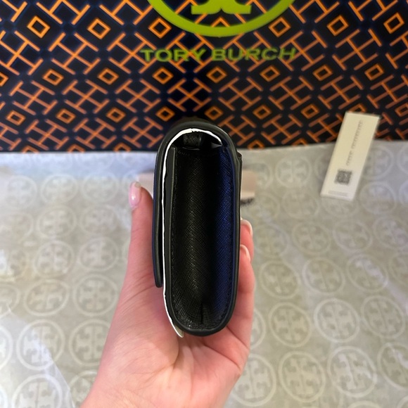 Tory Burch Emerson Wallet on a Chain Crossbody Bag Black Silver - Picture 3 of 12